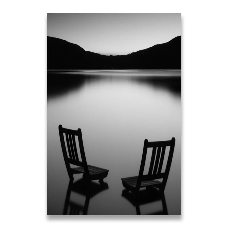 Black and White Landscape Bridge Canvas Art