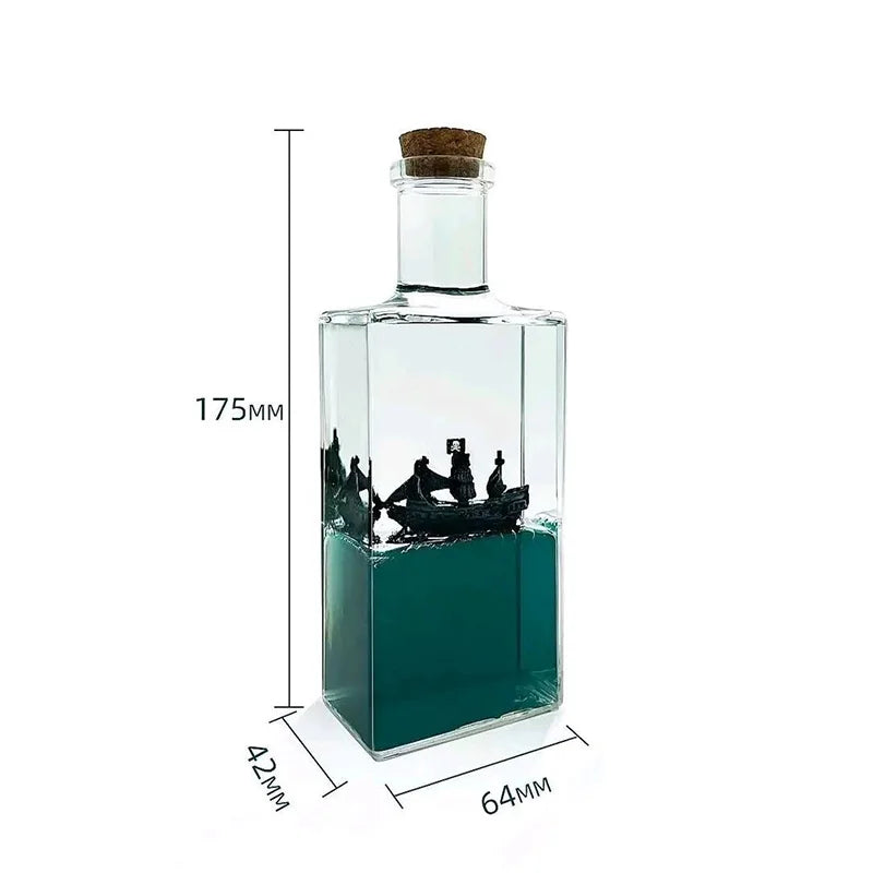 Titanic & Dinosaur Era Drifting Ship Bottle Ornament