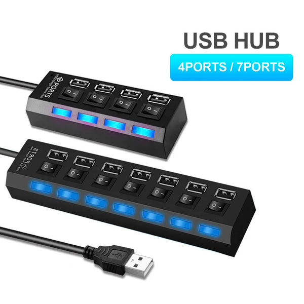 USB Hub 4/7-Port with On/Off Switch