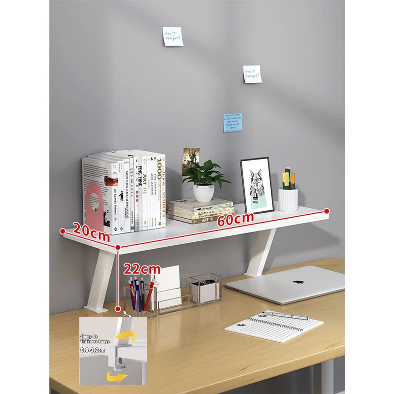 Floating Clamp-On Monitor Riser Shelf