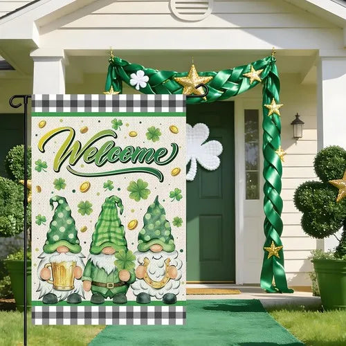 St. Patrick's Day Gnome Garden Flag