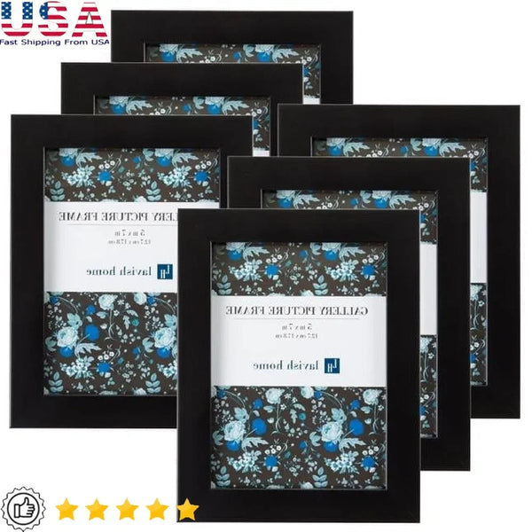 Set of 6 Black 5x7 Picture Frames