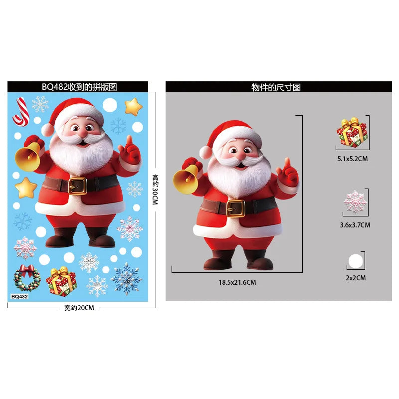 Christmas Snowflake & Santa Window Clings