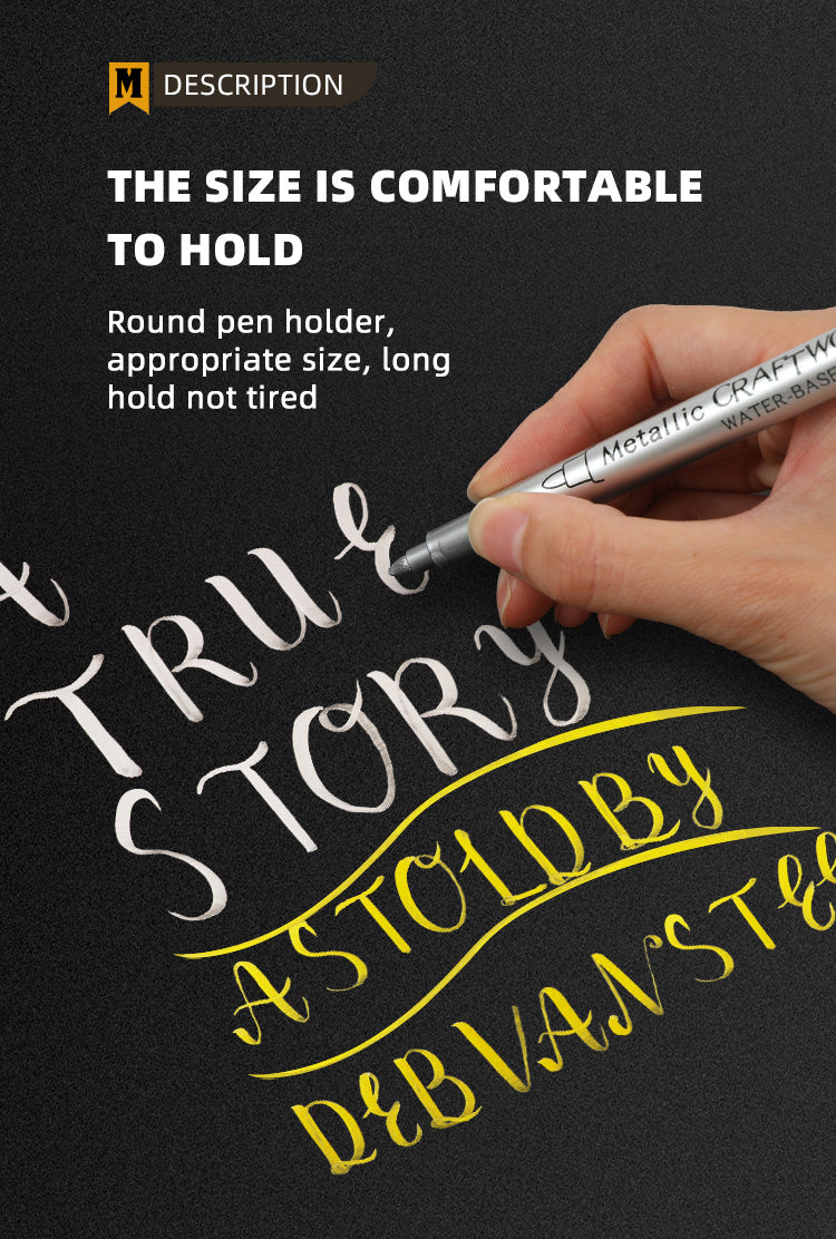 8PCS Metallic Brush Pens – Gold & Silver