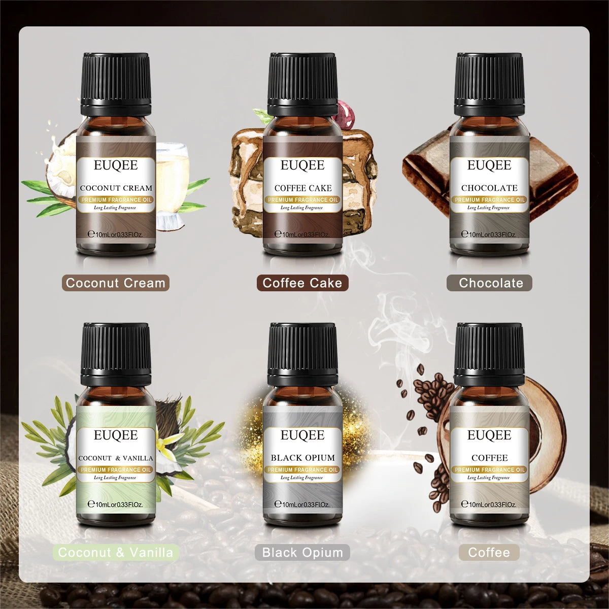 EUQEE 6-Piece Fragrance Oil Gift Set for Diffusers