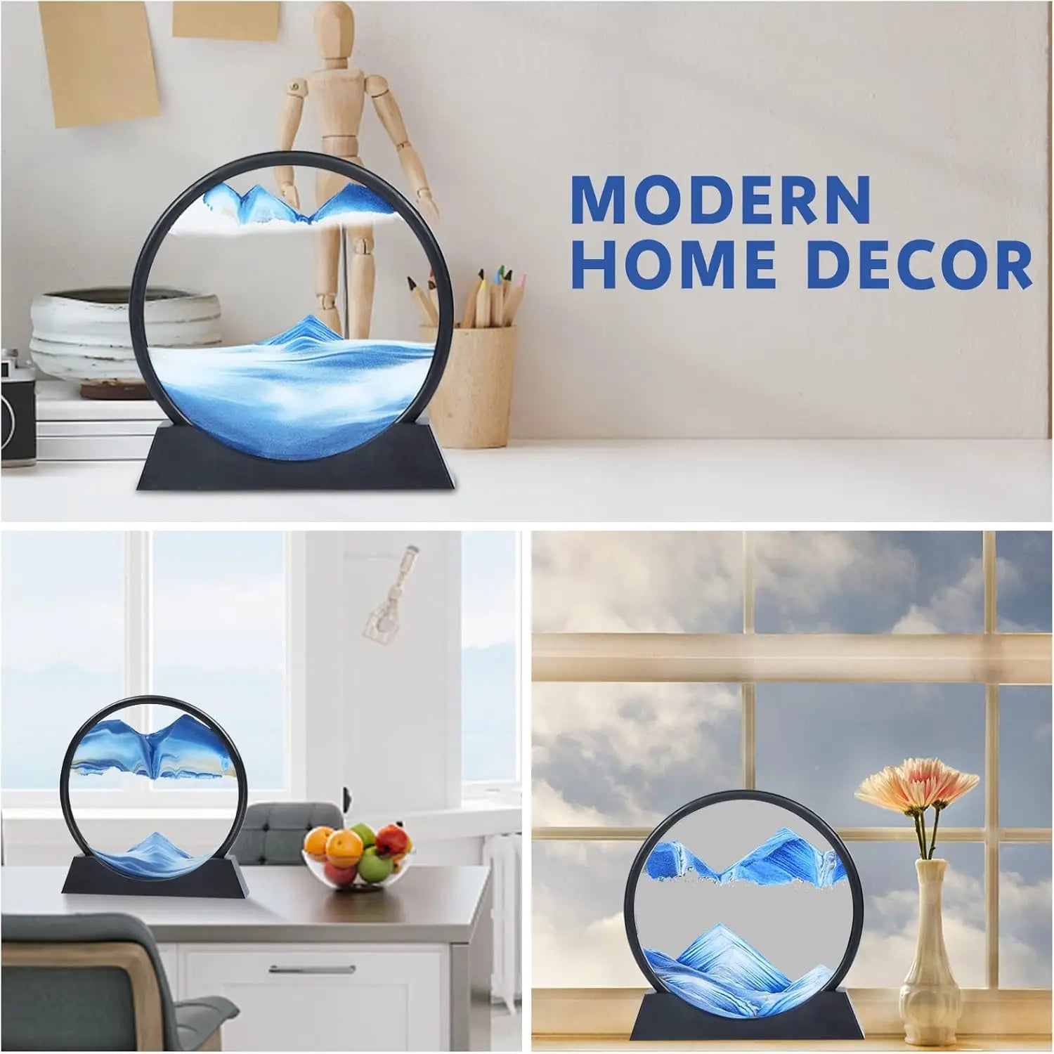 3D Moving Sand Art – Round Glass Deep Sea Sandscape Decor