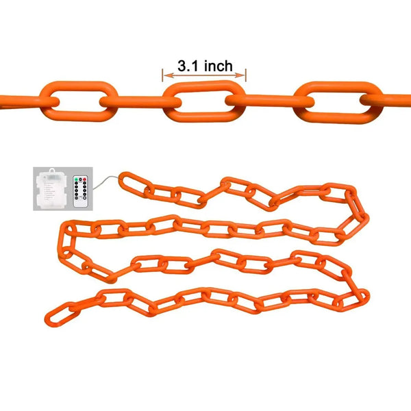 Halloween Plastic Chain Lights Props Chains with 8 Lighting Modes String Lights for Skeleton Dog Spooky Outdoor Decorations