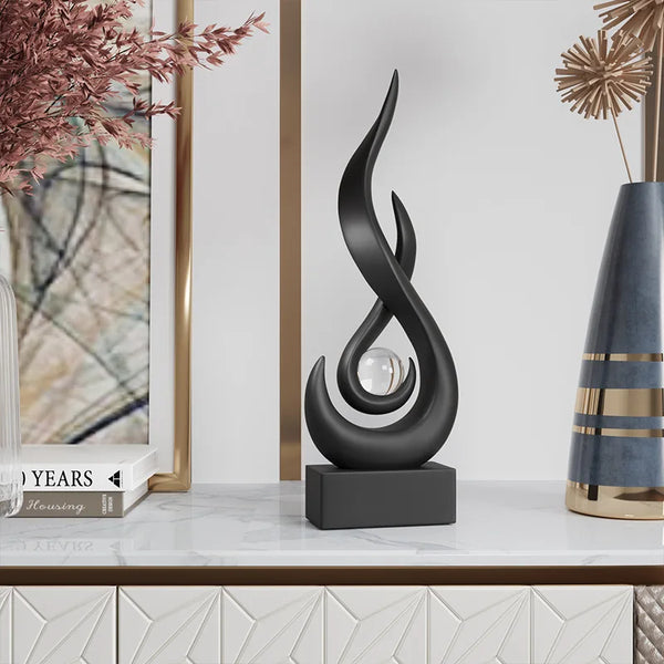 Abstract Orange Gold Ceramic Statue