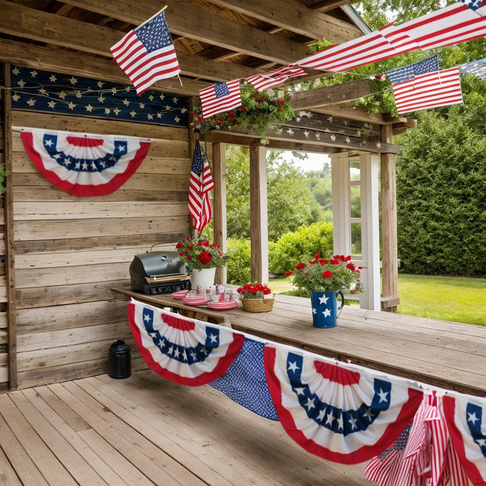 USA Patriotic Pleated Fan Flag Banner