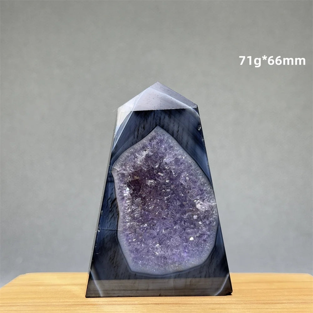 Black Agate Geode Obelisk Crystal