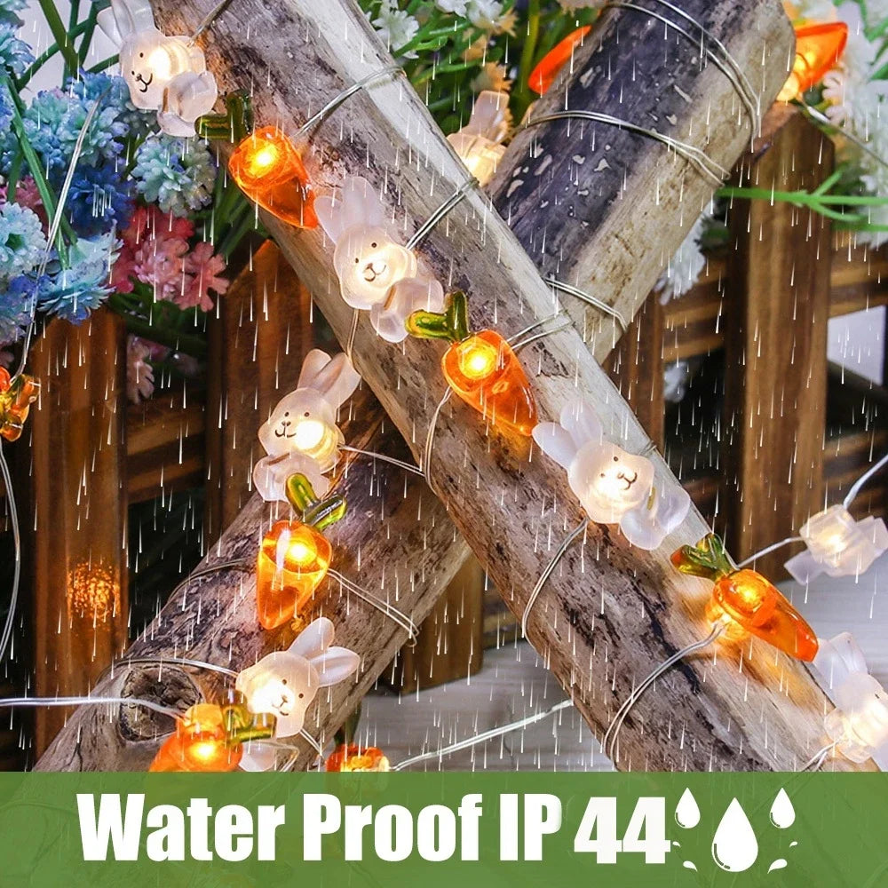Easter Rabbit & Carrot LED String Lights