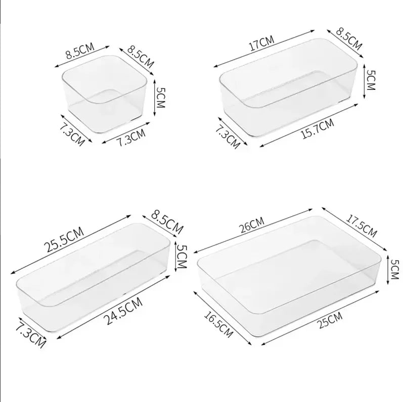 Clear Desk Organizer Box – Stackable Plastic Storage Drawer