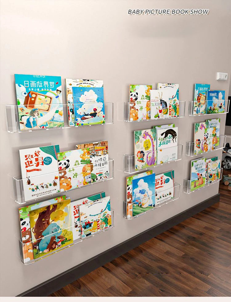 Acrylic Wall-Mount Kids Book Display Shelf