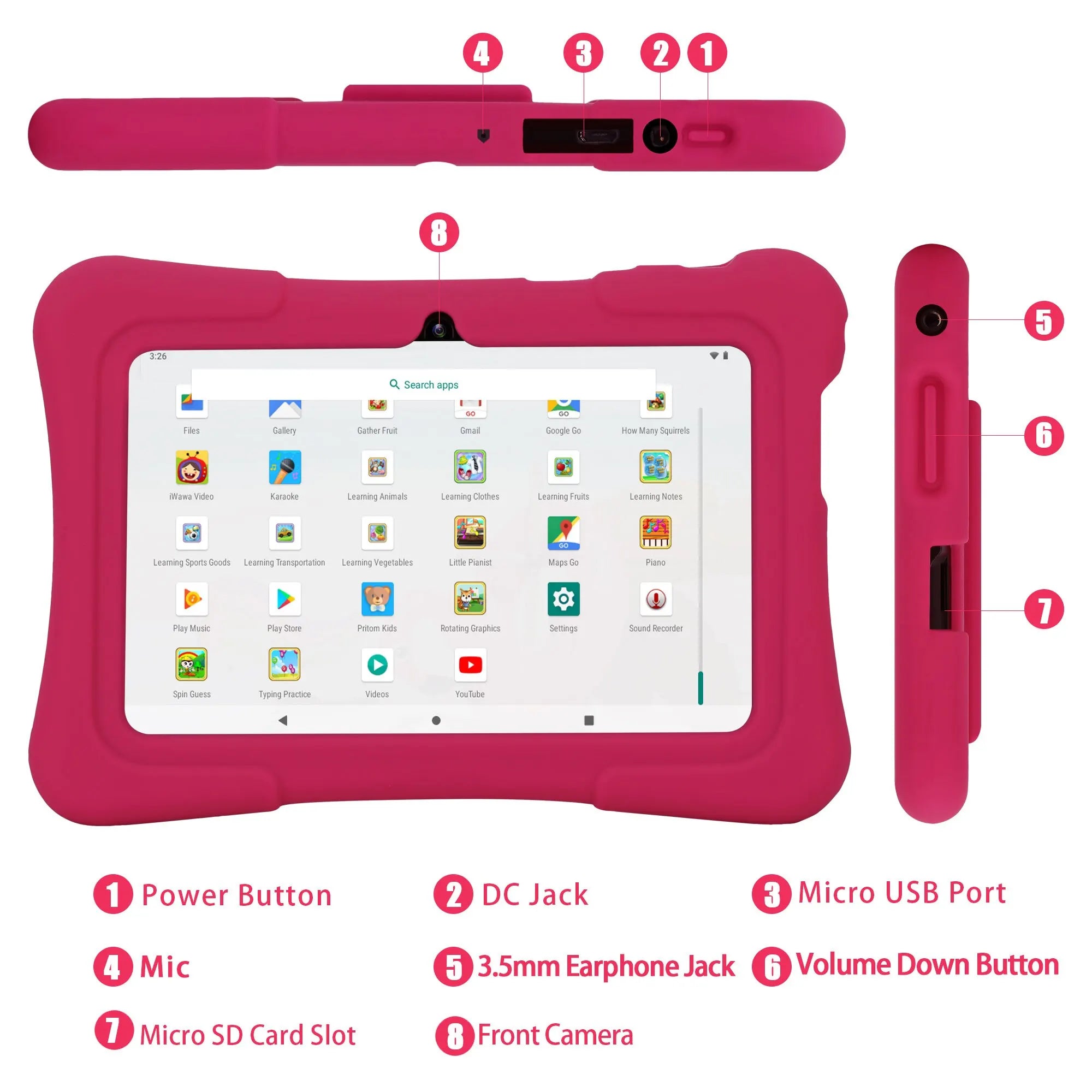PRITOM 7" Kids Tablet – 32GB, Android 10