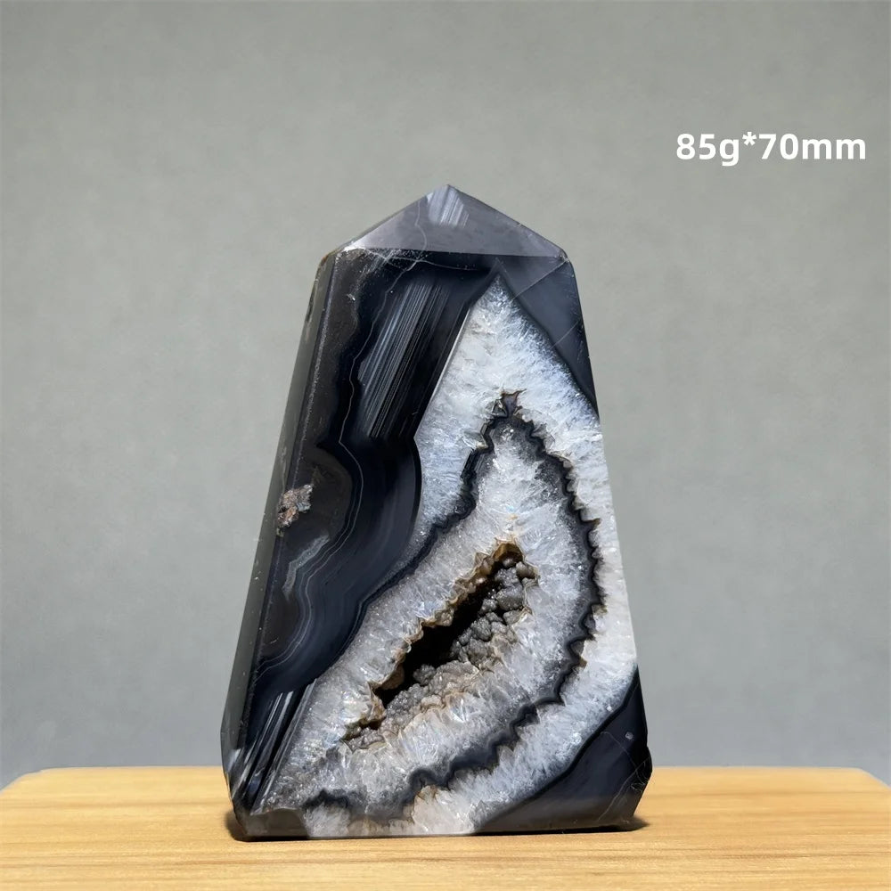 Black Agate Geode Obelisk Crystal