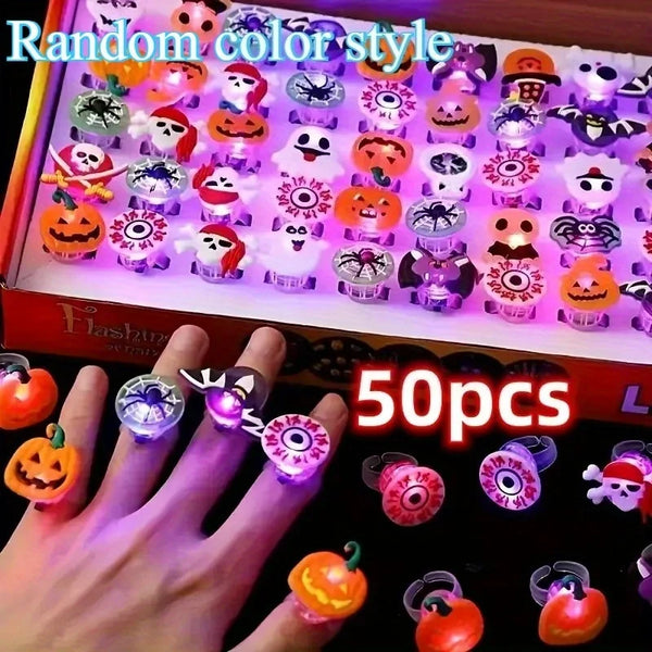 50pcs Glow-in-the-Dark Halloween Rings