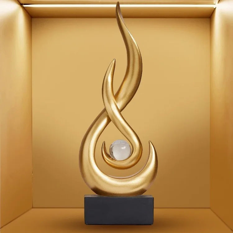 Abstract Orange Gold Ceramic Statue
