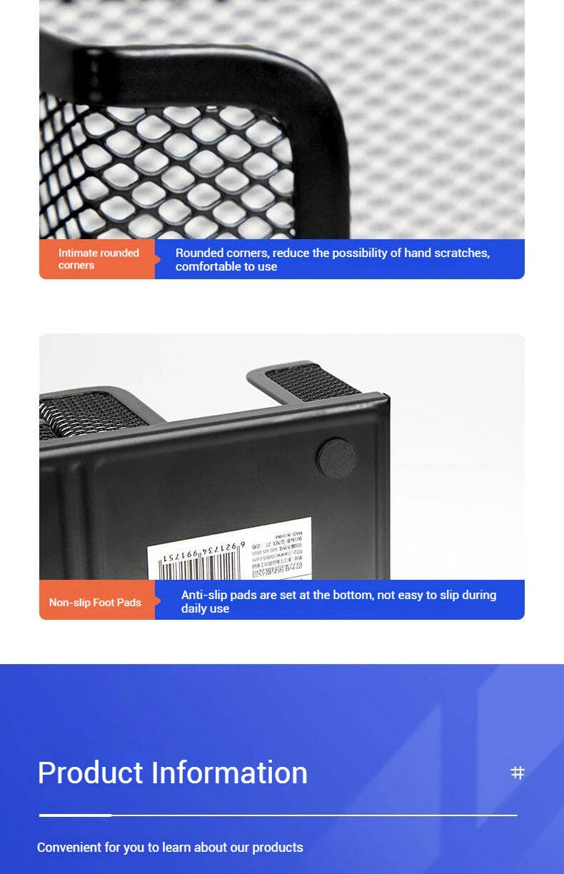 Deli Metal Mesh 3-Grid Pen Holder