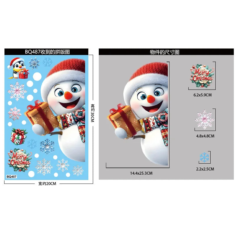 Christmas Snowflake & Santa Window Clings