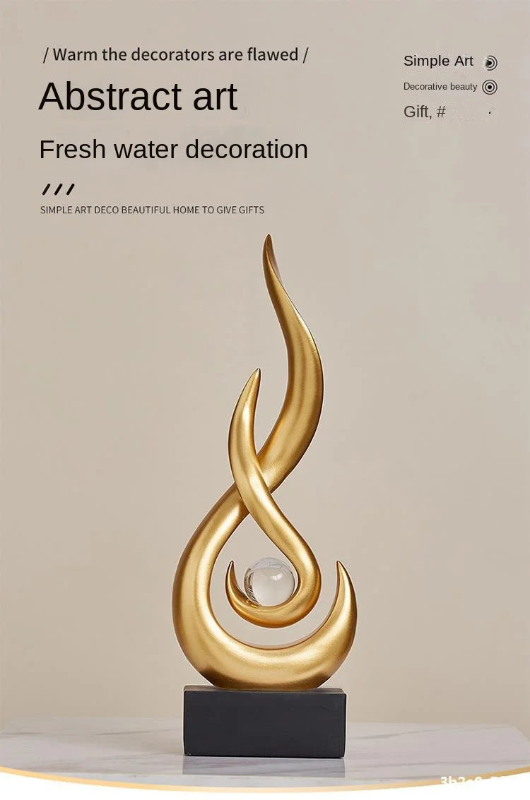 Abstract Orange Gold Ceramic Statue
