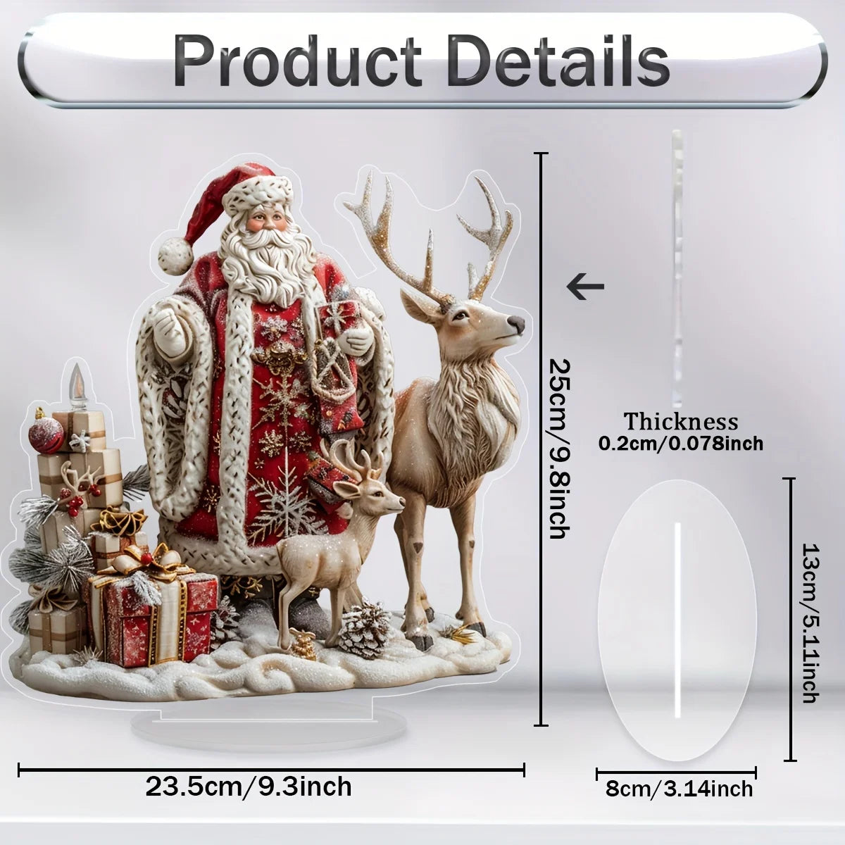 Acrylic Santa & Reindeer Sleigh Decoration