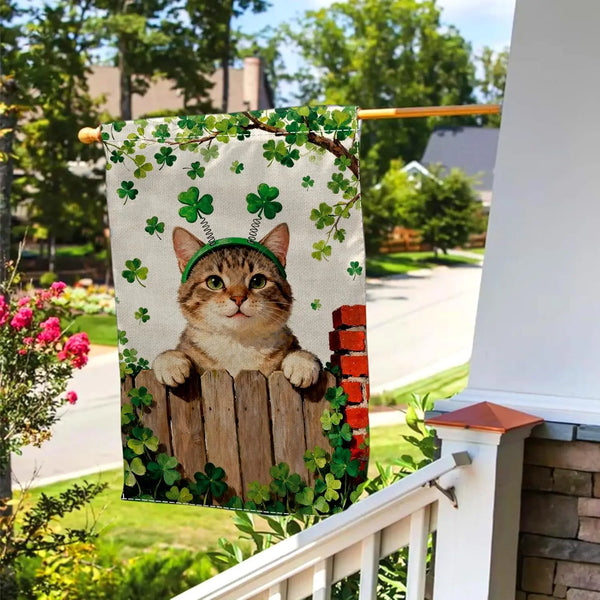 St. Patrick's Day Cat Garden Flag