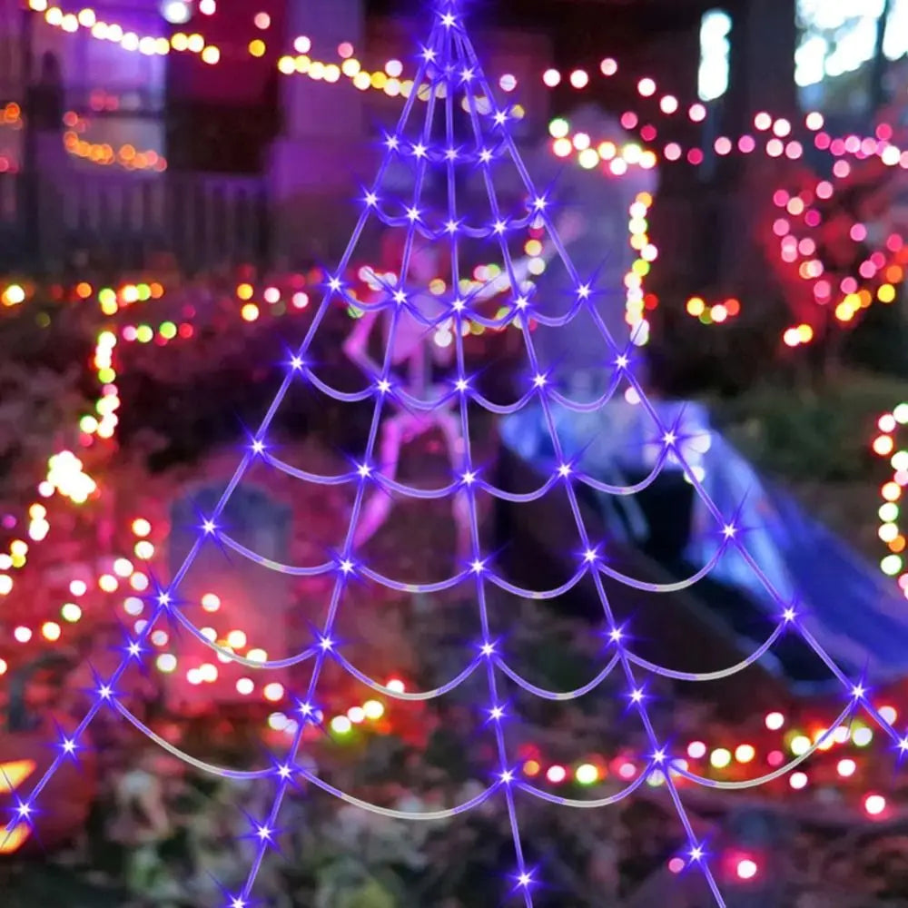 8-Mode LED Halloween Spider Web Lights