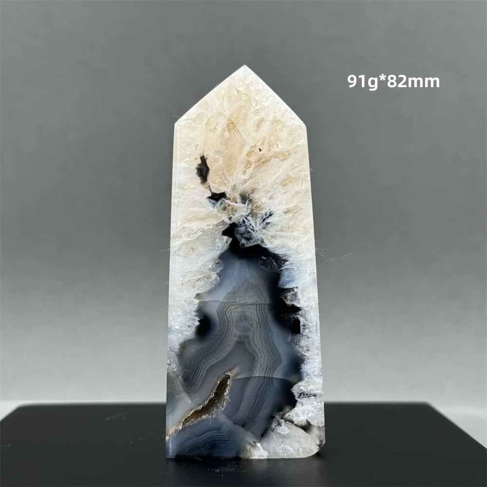 Black Agate Geode Obelisk Crystal
