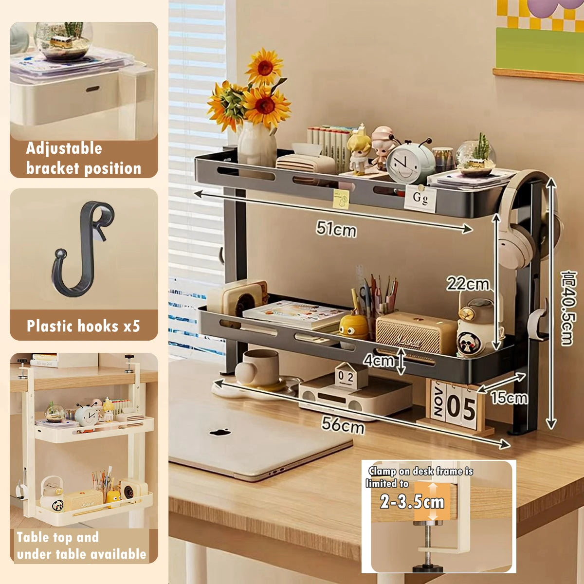 2-Layer Desktop Storage Shelf Organizer