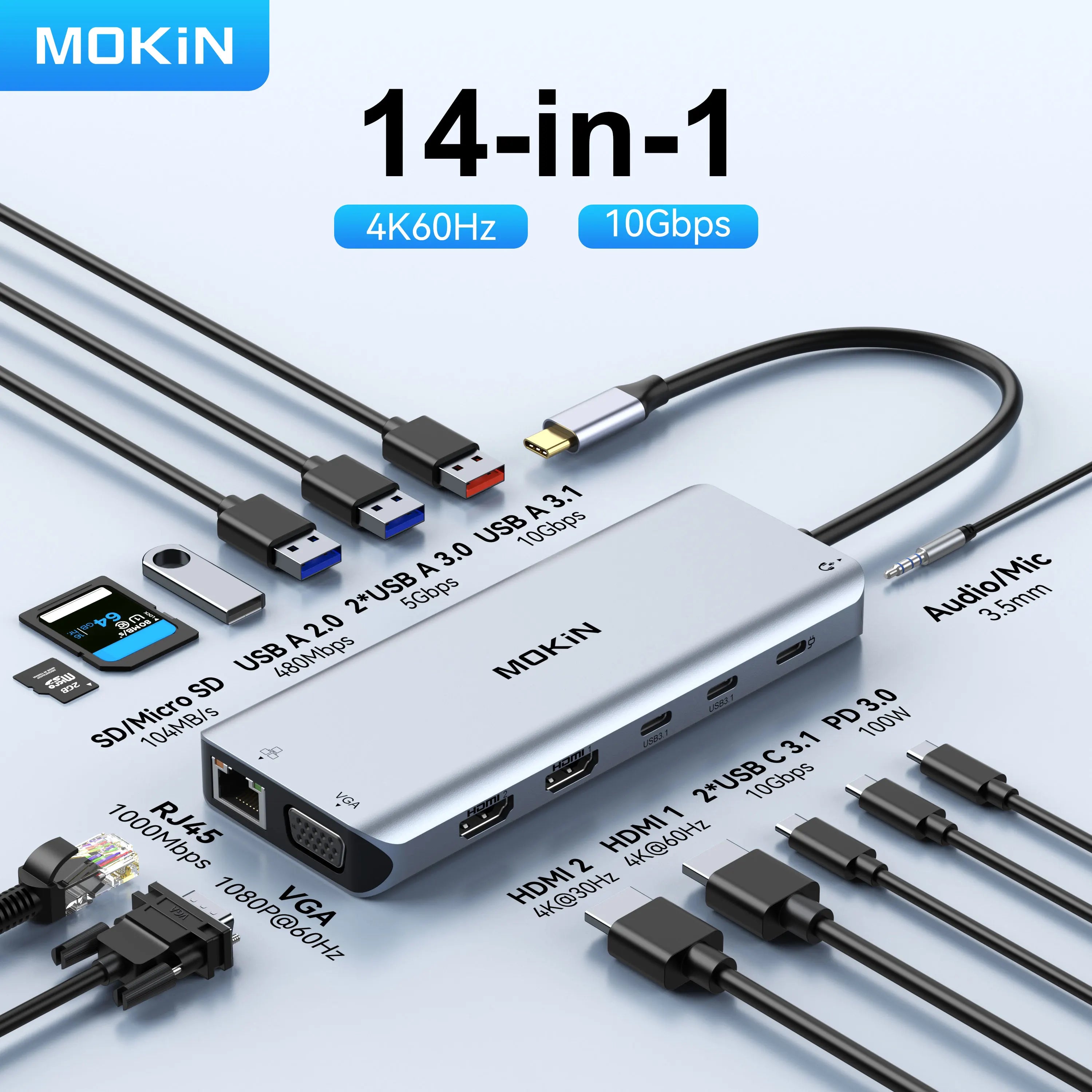 MOKiN 10Gbps USB-C Multiport Docking Station