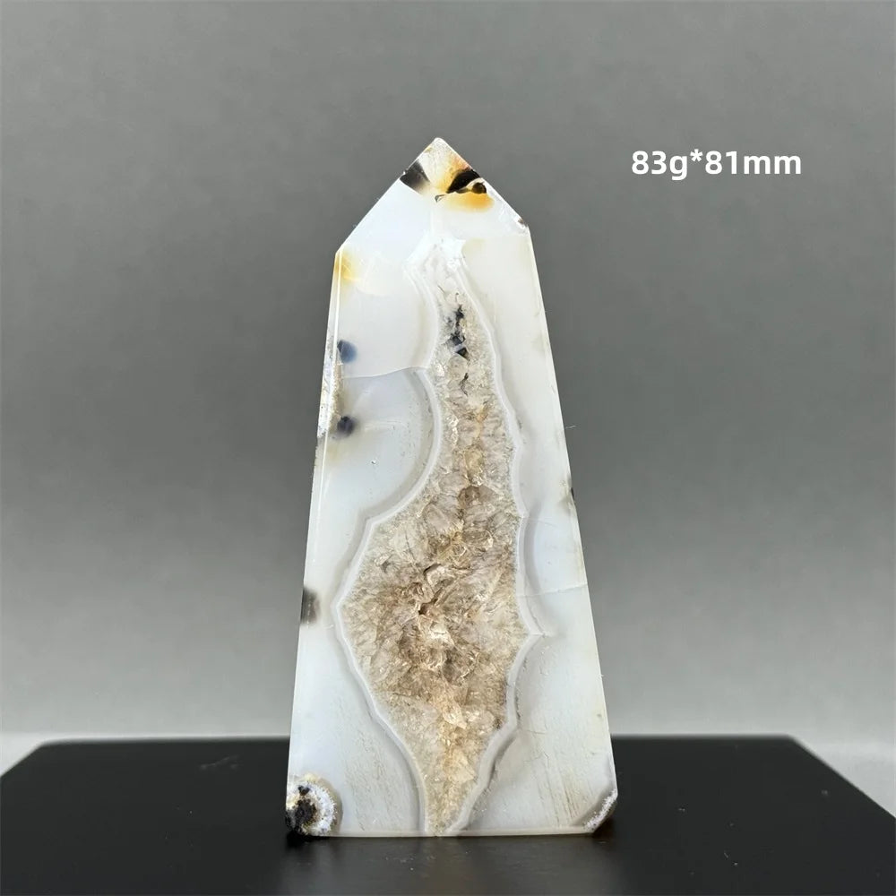 Black Agate Geode Obelisk Crystal