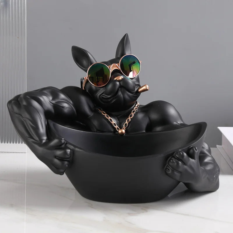 Resin Dog Figurine with Storage Box, Home Décor