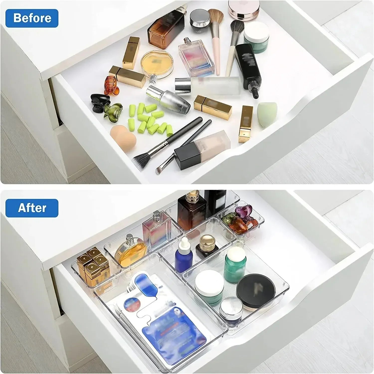 Clear Drawer Organizer Set