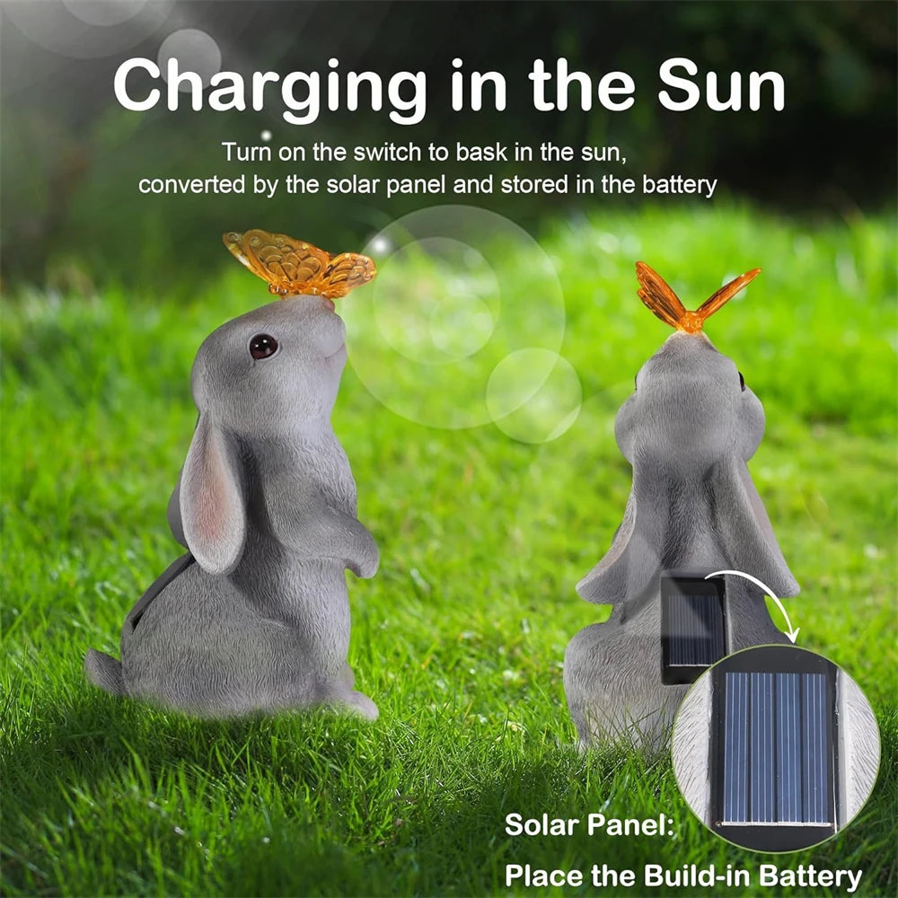 Solar Bunny Garden Statue with LED