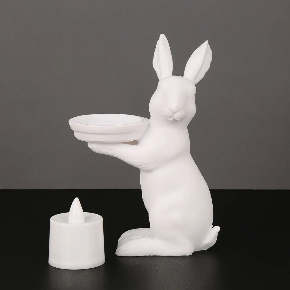 White Bunny Candle Holder