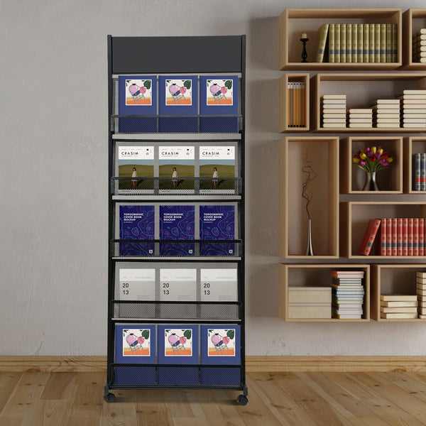 5-Tier Rolling Magazine Rack