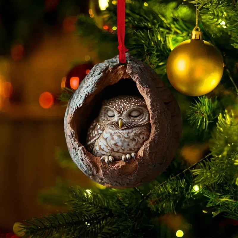 Acrylic Owl Christmas Tree Ornament