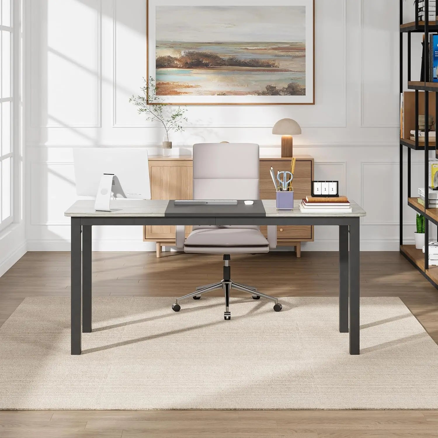 Black Metal Frame Computer & Writing Desk