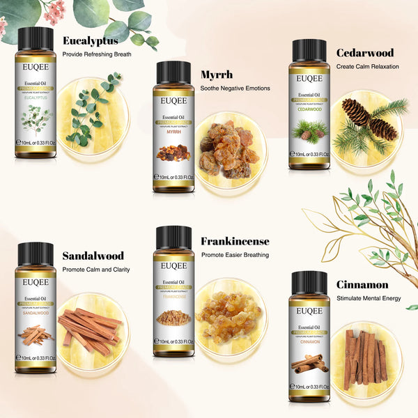 EUQEE Floral Essential Oil Set - 6 Bottles