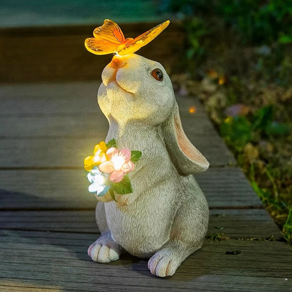 Solar Bunny Garden Statue with LED