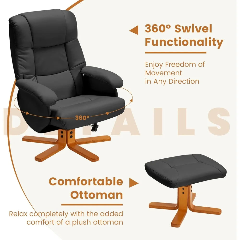 Swivel Recliner Chair with Ottoman