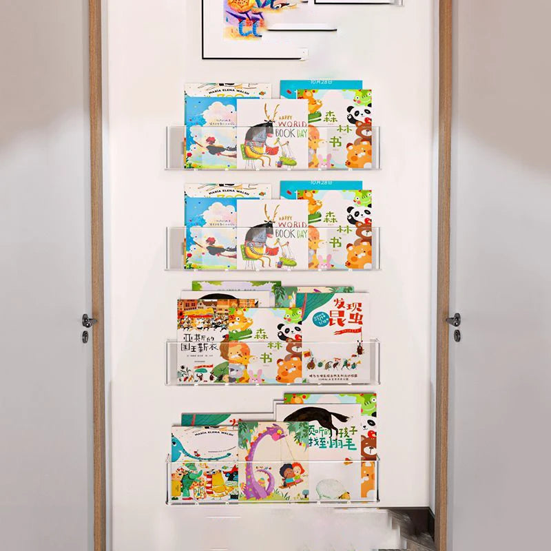 Acrylic Wall-Mount Kids Book Display Shelf