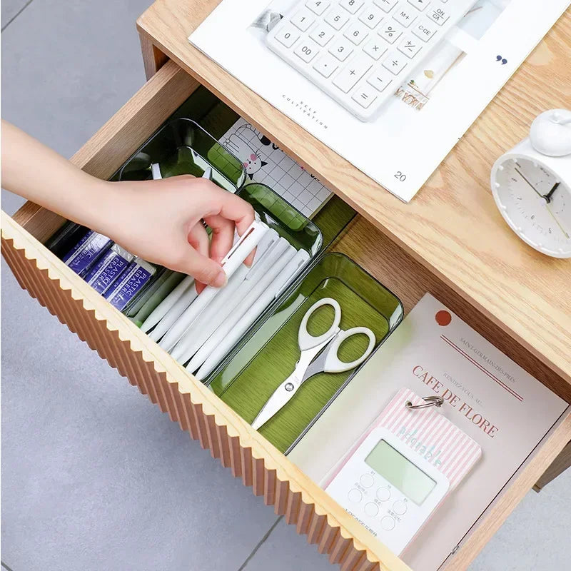 Clear Desk Organizer Box – Stackable Plastic Storage Drawer