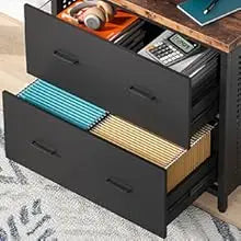 2-Drawer Lateral File Cabinet – Wood Filing Storage for A4 & Letter Size