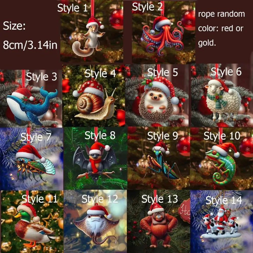 2D Christmas Animal Tree Pendants