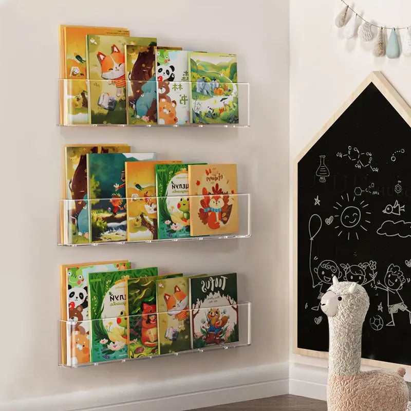 Acrylic Wall-Mount Kids Book Display Shelf