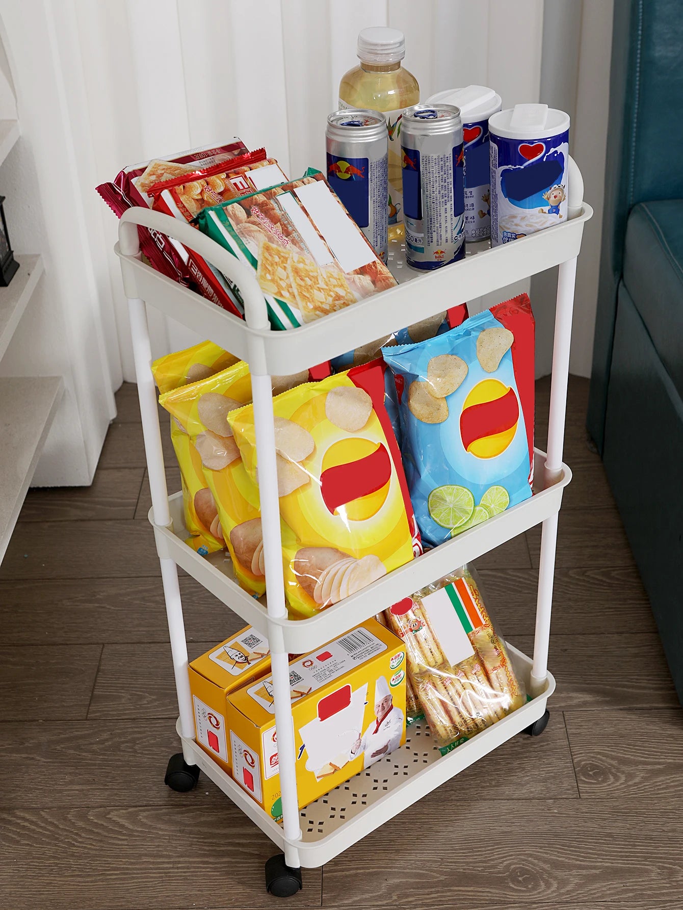 Plastic Rolling Utility Cart with Handle