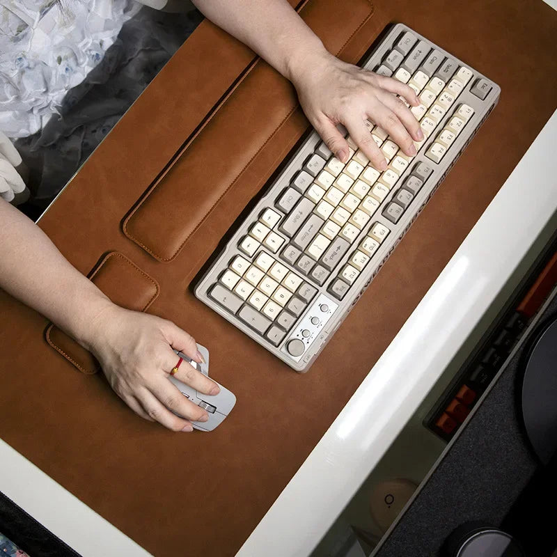 Large PU Leather Desk Pad Set with Mouse Wrist Guard