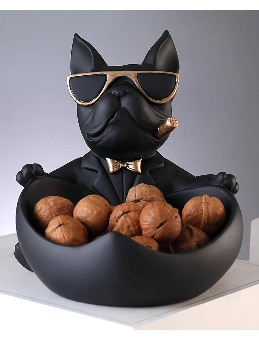 Resin Dog Figurine with Storage Box, Home Décor