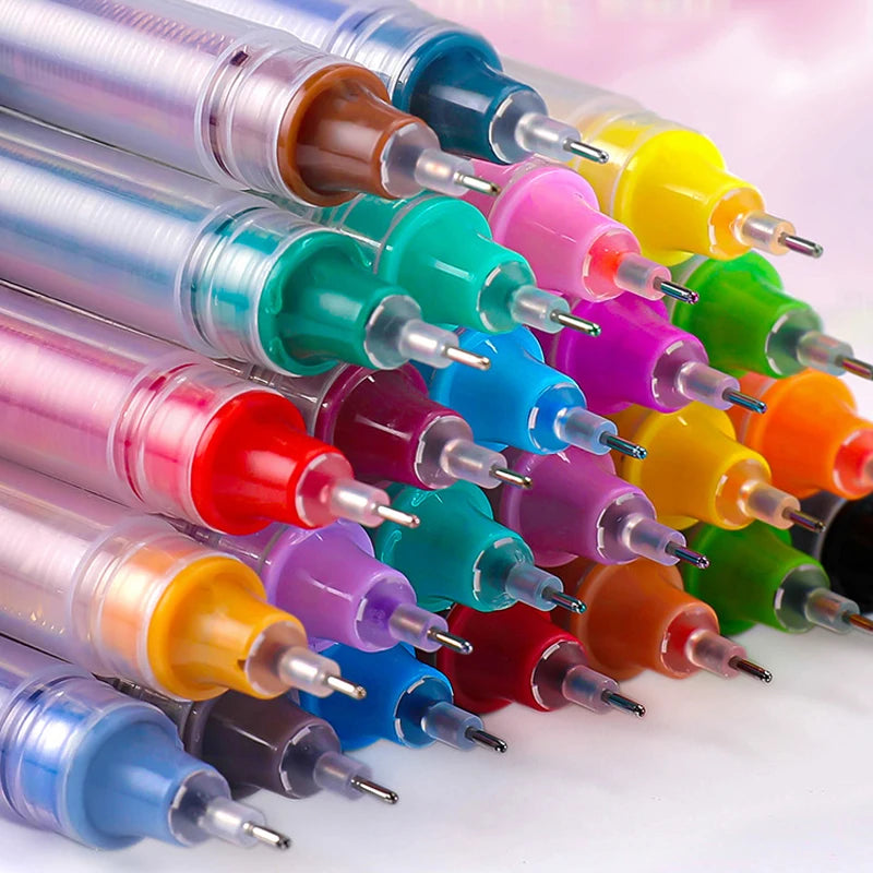 10-Color Gel Pen Set – Quick-Drying 0.5mm Rollerball Pens